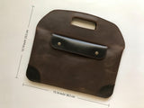 Handmade Minimalist Slim Genuine Cowhide Leather Briefcase, Leather Business Portfolio/ Handbag/ iPad Holder/ Laptop Case