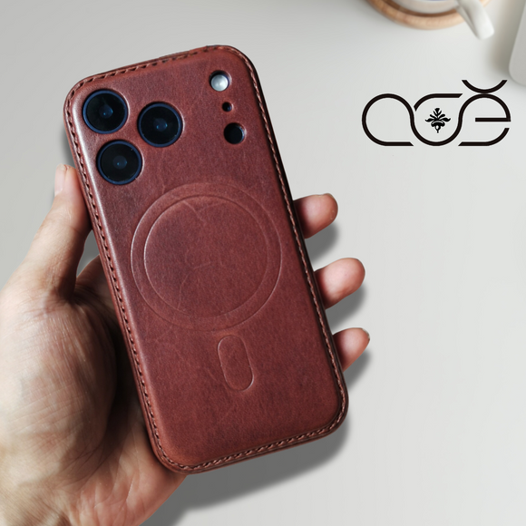 Handmade Premium Cowhide Leather iPhone Case for iPhone 17/ iPhone 16/ iPhone 15/ iPhone 14/ iPhone 13, Custom Engraving Leather iPhone Case