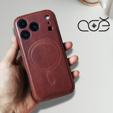 Handmade Premium Cowhide Leather iPhone Case for iPhone 17/ iPhone 16/ iPhone 15/ iPhone 14/ iPhone 13, Custom Engraving Leather iPhone Case