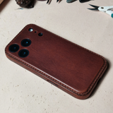 Handmade Premium Cowhide Leather iPhone Case for iPhone 17/ iPhone 16/ iPhone 15/ iPhone 14/ iPhone 13, Custom Engraving Leather iPhone Case