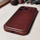 Handmade Premium Cowhide Leather iPhone Case for iPhone 17/ iPhone 16/ iPhone 15/ iPhone 14/ iPhone 13, Custom Engraving Leather iPhone Case
