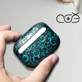 Handmade Vintage Cowhide Leather Earphone Case for AirPods Pro 3/ Pro 2/ Pro/ AirPods 3/ 4, Leather AirPods Case with Embossed Floral Pattern