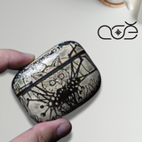 Handmade Vintage Cowhide Leather Earphone Case for AirPods Pro 3/ Pro 2/ Pro/ AirPods 3/ 4, Leather AirPods Case with Cat Pattern Embossing