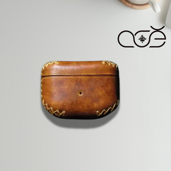 Handmade Vintage Cowhide Leather Earphone Case for Jabra E10/ E8a 2nd Gen, Hand-stitched Leather Jabra Cases