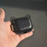 Handmade Dual-Color Cowhide Leather Earphone Case for AirPods Pro 3/ Pro 2/ Pro/ AirPods 3/ 4, Leather AirPods Case One-piece with Buckle