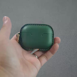 Handmade Christmas Cowhide Leather Earphone Case for AirPods Pro 3/ Pro 2/ Pro / AirPods 3/ 4, Leather AirPods Case One-piece with Buckle