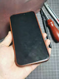 Handmade Premium Full Grain Leather iPhone Case for iPhone 17/ iPhone 16/ iPhone 15/ iPhone 14/ iPhone 13, Buddha Statue Leather iPhone Case