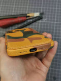 Handmade Camouflage Full Grain Leather iPhone Case for iPhone 17/ iPhone 16/ iPhone 15/ iPhone 14/ 13, Custom Engraved Leather iPhone Case