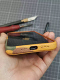 Handmade Camouflage Full Grain Leather iPhone Case for iPhone 17/ iPhone 16/ iPhone 15/ iPhone 14/ 13, Custom Engraved Leather iPhone Case