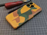 Handmade Camouflage Full Grain Leather iPhone Case for iPhone 17/ iPhone 16/ iPhone 15/ iPhone 14/ 13, Custom Engraved Leather iPhone Case