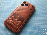 Handmade Premium Genuine Leather iPhone Case for iPhone 17/ iPhone 16/ iPhone 15 Pro/ 14 Pro/ 13 Pro, Custom 3D Embossed Leather iPhone Case