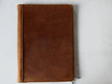 Custom Distressed Vintage Leather 3 Ring Binder with Clipboard