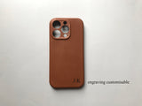 Premium Custom Genuine Leather iPhone Case with MagSafe for iPhone 15/ iPhone 14/ iPhone 13/ iPhone 12, Gift for Him/ Her