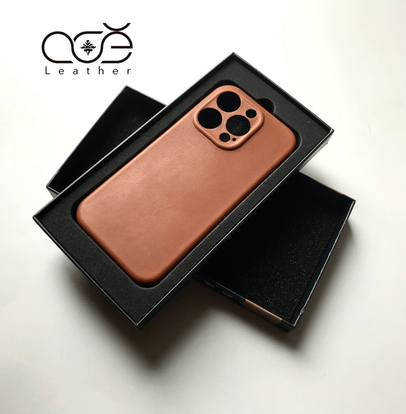 Premium Custom Genuine Leather iPhone Case with MagSafe for iPhone 15/ iPhone 14/ iPhone 13/ iPhone 12, Gift for Him/ Her
