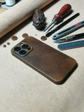 Personalised Handmade Premium Cowhide Leather iPhone Case for iPhone 16 Pro/ iPhone 15 Pro/ iPhone 14 Pro/ iPhone 13 Pro, Engraving Gift2024