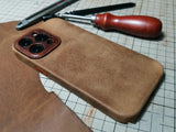 Handmade Vintage Crazy Horse Leather iPhone Case for iPhone 14 Pro Max/ iPhone 14 Pro, Custom Engraving Leather iPhone Case