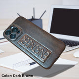 Handmade Vintage Genuine Leather iPhone Case for  iPhone 15 Pro/ iPhone 14 Pro/ iPhone 13, Custom Engraving Leather iPhone Case, Gift 2025