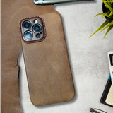 Handmade Vintage Crazy Horse Leather iPhone Case for iPhone 14 Pro Max/ iPhone 14 Pro, Custom Engraving Leather iPhone Case