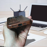Handmade Vintage Genuine Leather iPhone Case for  iPhone 15 Pro/ iPhone 14 Pro/ iPhone 13, Custom Engraving Leather iPhone Case, Gift 2025