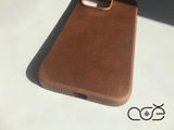 Handmade Vintage Cowhide Leather iPhone Case for iPhone 16/ iPhone 15/ iPhone 14/ iPhone 13, Custom Engraving Leather iPhone Case