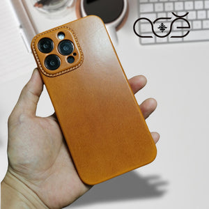 Handmade Premium Cowhide Leather iPhone Case for iPhone 16/ iPhone 15/ iPhone 14/ iPhone 13, Custom Engraving Leather iPhone Case