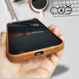 Handmade Vintage Cowhide Leather iPhone Case for iPhone 16 Pro/ iPhone 15 Pro/ iPhone 14 Pro/ iPhone 13 Pro, Engraving iPhone Case