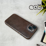 Handmade Italian Cowhide Leather iPhone Case for iPhone 15/ iPhone 14/ iPhone 13, Custom Engraving Leather iPhone Case