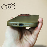 Handmade Italian Genuine Leather iPhone Case for iPhone 15 Pro/ iPhone 14 Pro/ iPhone 13 Pro, Custom Engraving iPhone Case