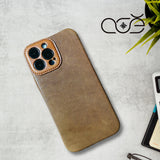 Handmade Italian Cowhide Leather iPhone Case for iPhone 15 Pro/ iPhone 14 Pro/ iPhone 13, Custom Engraving Leather iPhone Case