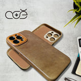 Handmade Italian Cowhide Leather iPhone Case for iPhone 15 Pro/ iPhone 14 Pro/ iPhone 13, Custom Engraving Leather iPhone Case