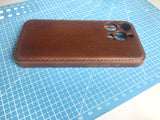 Cowhide Leather iPhone 16 Pro Case for iPhone 16/ iPhone 15/ iPhone 14/ iPhone 13, Custom Engraving Leather iPhone Case