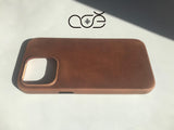 Handmade Vintage Cowhide Leather iPhone Case for iPhone 16/ iPhone 15/ iPhone 14/ iPhone 13, Custom Engraving Leather iPhone Case