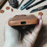 Personalised Handmade Italian Cowhide Leather iPhone Case for iPhone 16 Pro/ iPhone 15 Pro/ iPhone 14 Pro/ iPhone 13 Pro