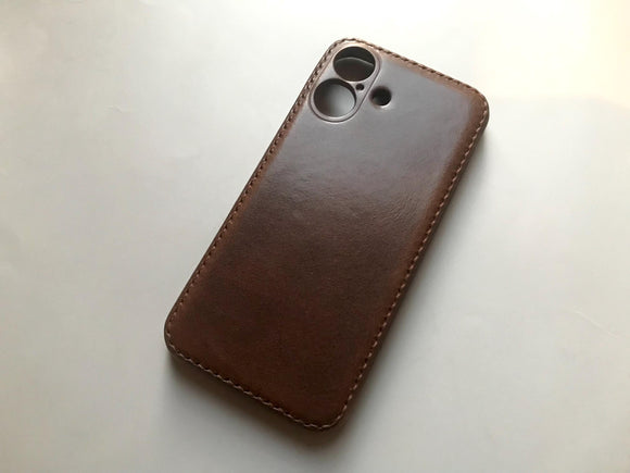 Handmade Premium Cowhide Leather iPhone Case for iPhone 16/ iPhone 15/ iPhone 14/ iPhone 13, Custom Engraving Leather iPhone Case