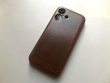 Handmade Premium Cowhide Leather iPhone Case for iPhone 16/ iPhone 15/ iPhone 14/ iPhone 13, Custom Engraving Leather iPhone Case