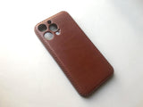 Handmade Premium Cowhide Leather iPhone Case for iPhone 16/ iPhone 15/ iPhone 14/ iPhone 13, Custom Engraving Leather iPhone Case