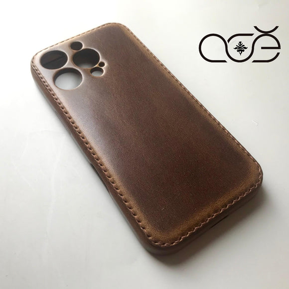 Handmade Premium Cowhide Leather iPhone Case for iPhone 16/ iPhone 15/ iPhone 14/ iPhone 13, Custom Engraving Leather iPhone Case, Gift 2025