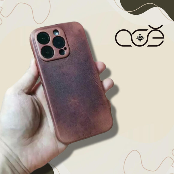 Vintage Handmade Premium Cowhide Leather iPhone Case for iPhone 16 Pro/ iPhone 15 Pro/ iPhone 14 Pro/ iPhone 13 Pro