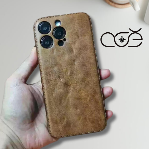 Handmade Premium Cowhide Leather iPhone Case for iPhone 16/ iPhone 15/ iPhone 14/ iPhone 13, Custom Engraved Leather iPhone Case, Gift 2025