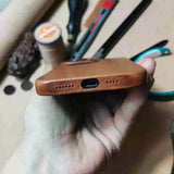 Handmade Premium Cowhide Leather iPhone Case for iPhone 16/ iPhone 15/ iPhone 14/ iPhone 13, Custom Engraved Leather iPhone Case, Gift 2025