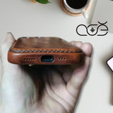 Handmade Premium Cowhide Leather iPhone Case for iPhone 16/ iPhone 15/ iPhone 14/ iPhone 13, Custom Engraved Leather iPhone Case, Gift 2025