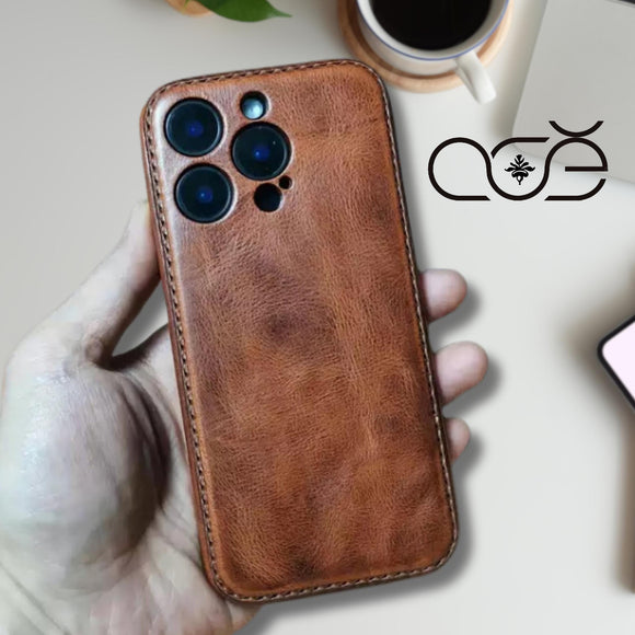 Handmade Premium Cowhide Leather iPhone Case for iPhone 16/ iPhone 15/ iPhone 14/ iPhone 13, Custom Engraved Leather iPhone Case, Gift 2025
