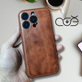 Handmade Premium Cowhide Leather iPhone Case for iPhone 16/ iPhone 15/ iPhone 14/ iPhone 13, Custom Engraved Leather iPhone Case, Gift 2025