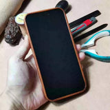 Handmade Premium Cowhide Leather iPhone Case for iPhone 16/ iPhone 15/ iPhone 14/ iPhone 13, Custom Engraving Leather iPhone Case, Gift 2025