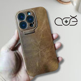 Custom Handmade Premium Cowhide Leather iPhone Case for iPhone 16/ iPhone 15/ iPhone 14, Custom Engraving Leather iPhone Case