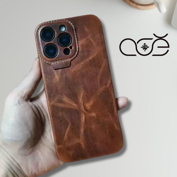 Handmade Premium Cowhide Leather iPhone Case for iPhone 16/ iPhone 15/ iPhone 14/ iPhone 13, Custom Engraved Leather iPhone Case, Gift 2025