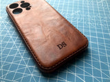 Handmade Premium Cowhide Leather iPhone Case for iPhone 16/ iPhone 15/ iPhone 14/ iPhone 13, Custom Engraved Leather iPhone Case, Gift 2025