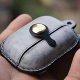 Handmade Premium Cowhide Leather Earphone Case for AirPods Pro/ Pro 2/ AirPods 3/ AirPods 4, Leather AirPods Case One-piece with Buckle