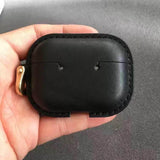Handmade Premium Cowhide Leather Earphone Case for AirPods Pro/ Pro 2/ AirPods 3/ AirPods 4, Leather AirPods Case One-piece with Buckle