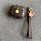Handmade Premium Cowhide Leather Earphone Case for AirPods Pro/ Pro 2/ AirPods 3/ AirPods 4, Leather AirPods Case One-piece with Strap